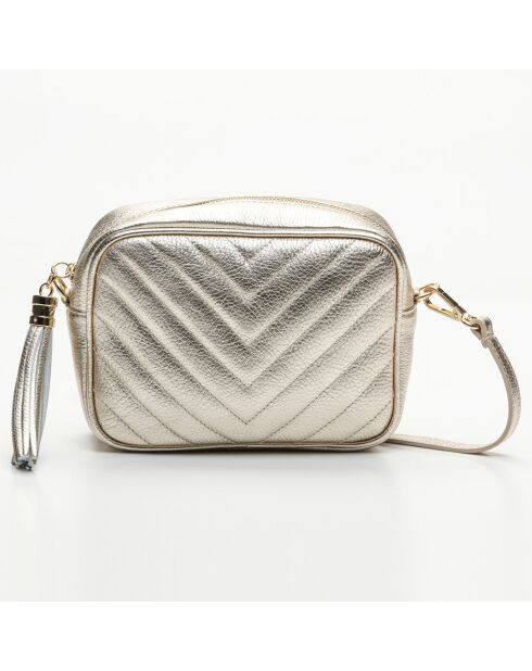 Sac bandoulière en Cuir Nat doré métallique - 20x15x6 cm