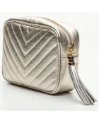 Sac bandoulière en Cuir Nat doré métallique - 20x15x6 cm