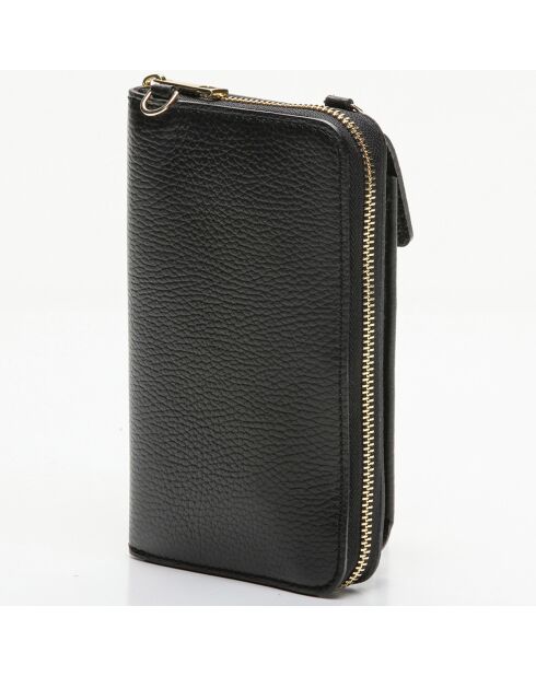 Porte-téléphone en Cuir Nicki noir - 11x2x19 cm