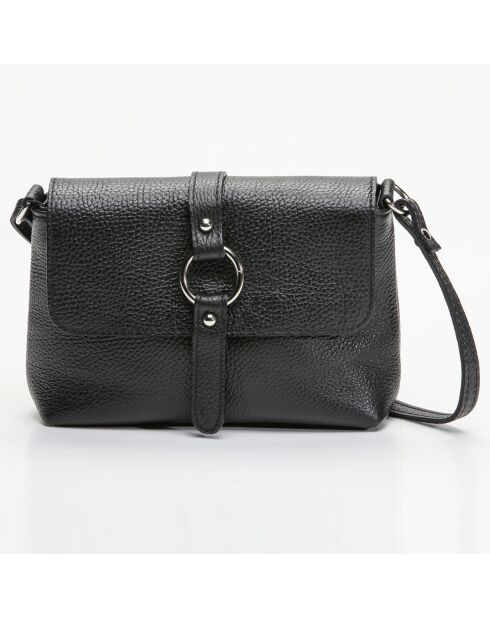 Ring Schultertasche aus schwarzem Leder - 21x5x16 cm