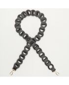 Sacha zwarte metalen leren telefoonhouder ketting - 100 cm