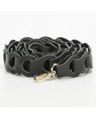 Sacha zwarte metalen leren telefoonhouder ketting - 100 cm