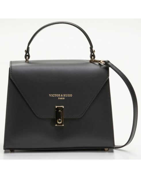 Hugo zwarte leren handtas - 23,5x20x10 cm