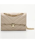 Sac bandoulière en Cuir Cléa beige - 26x18x9.5 cm