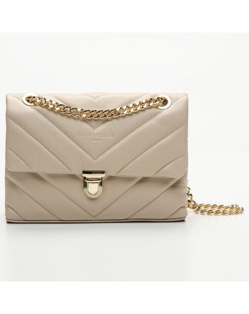 Sac bandoulière en Cuir Cléa beige - 26x18x9.5 cm