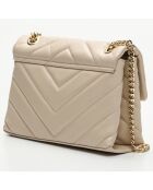 Sac bandoulière en Cuir Cléa beige - 26x18x9.5 cm