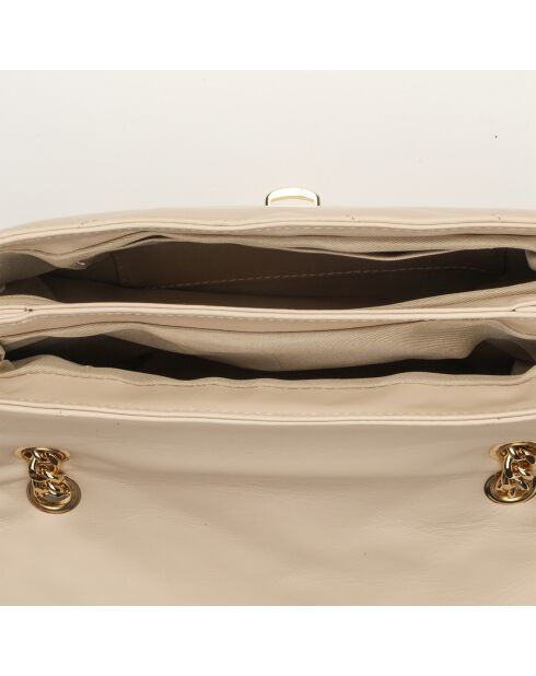 Sac bandoulière en Cuir Cléa beige - 26x18x9.5 cm