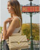 Sac bandoulière en Cuir Cléa beige - 26x18x9.5 cm