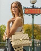 Sac bandoulière en Cuir Cléa beige - 26x18x9.5 cm