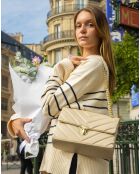 Sac bandoulière en Cuir Cléa beige - 26x18x9.5 cm