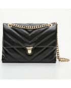 Sac bandoulière en Cuir Cléa noir - 26x18x9.5 cm