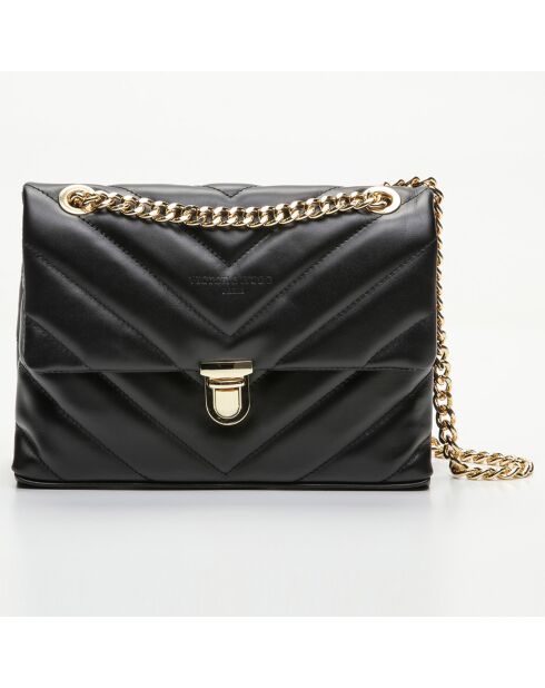 Sac bandoulière en Cuir Cléa noir - 26x18x9.5 cm