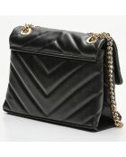 Sac bandoulière en Cuir Cléa noir - 26x18x9.5 cm