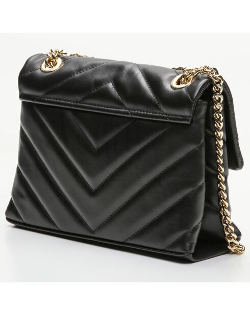 Sac bandoulière en Cuir Cléa noir - 26x18x9.5 cm