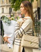 Sac bandoulière en Cuir Cléa beige - 26x18x9.5 cm