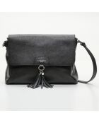 Sac bandoulière en Cuir Indila noir - 28.5x21x9 cm