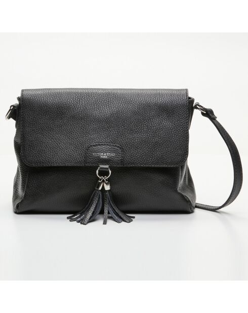 Sac bandoulière en Cuir Indila noir - 28.5x21x9 cm