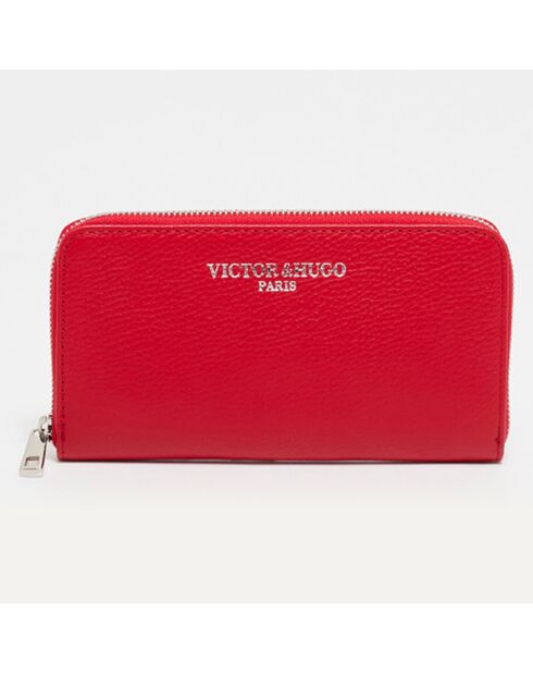 Portefeuille en Cuir Kaya rouge - 19.5x10.5 cm
