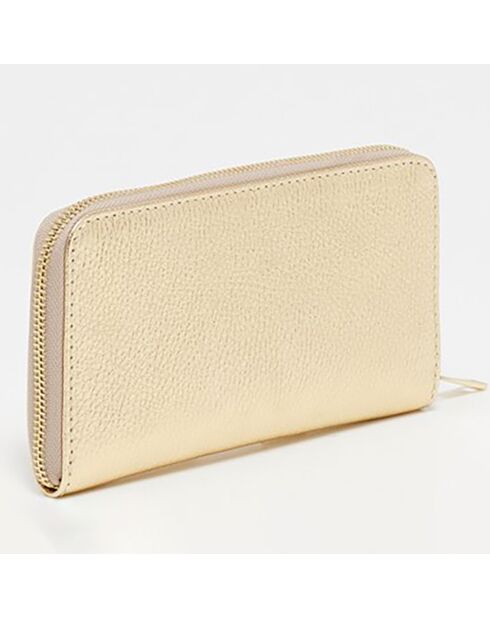 Cartera de piel dorada Kaya - 19,5 x 10,5 cm