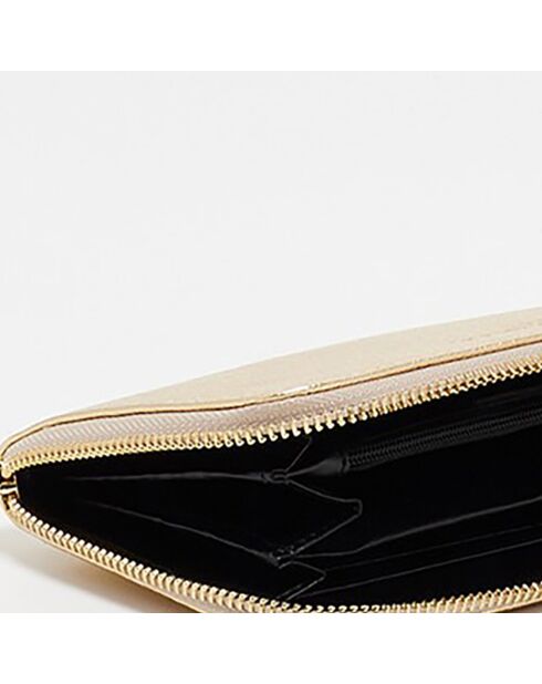 Cartera de piel dorada Kaya - 19,5 x 10,5 cm