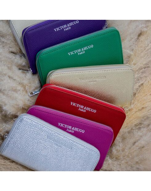 Cartera de piel dorada Kaya - 19,5 x 10,5 cm