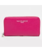 Cartera Kaya de piel fucsia - 19,5x10,5 cm