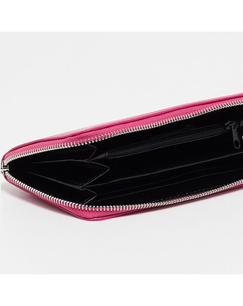 Cartera Kaya de piel fucsia - 19,5x10,5 cm