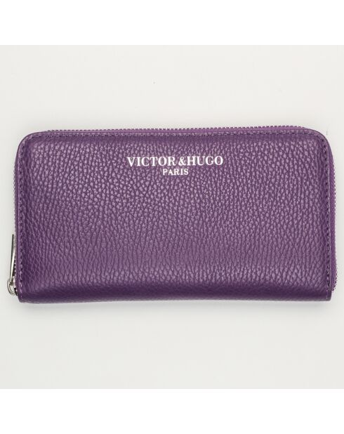 Portefeuille en Cuir Kaya violet - 19.5x10.5 cm