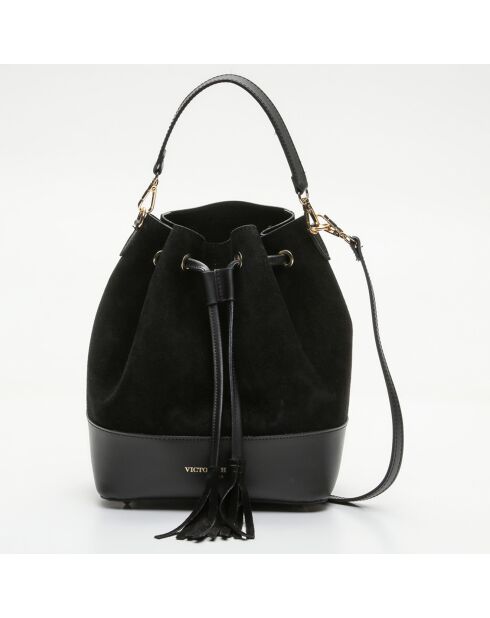 Beuteltasche Livy aus schwarzem Leder - 21,5x27x15 cm