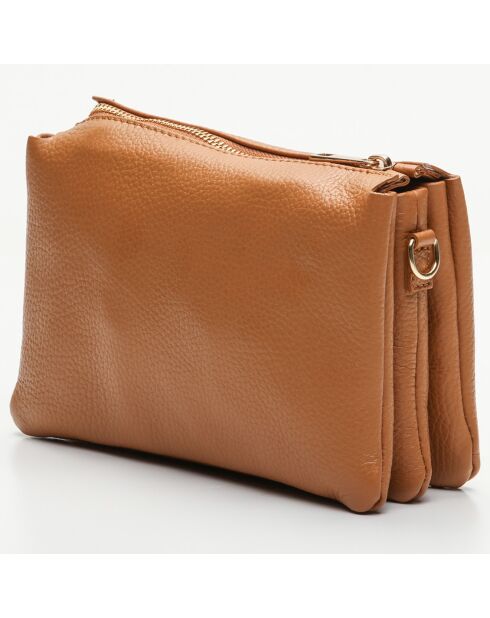 Camel Perla leren schoudertas - 21,5x15x5 cm