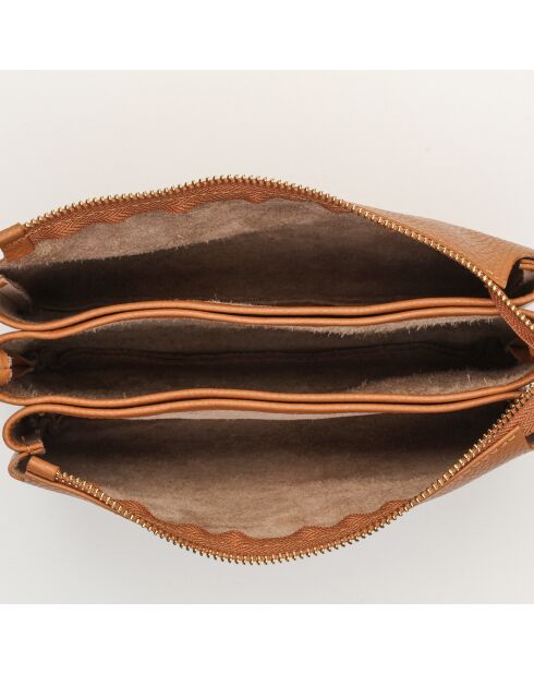 Camel Perla leren schoudertas - 21,5x15x5 cm