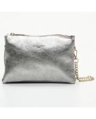 Sac bandoulière en Cuir Perla argenté - 21.5x15x5 cm