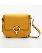 Sac bandoulière en Cuir Silvia moutarde - 23x18x7 cm