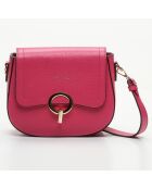 Sac bandoulière en Cuir Silvia rose foncé - 23x18x7 cm