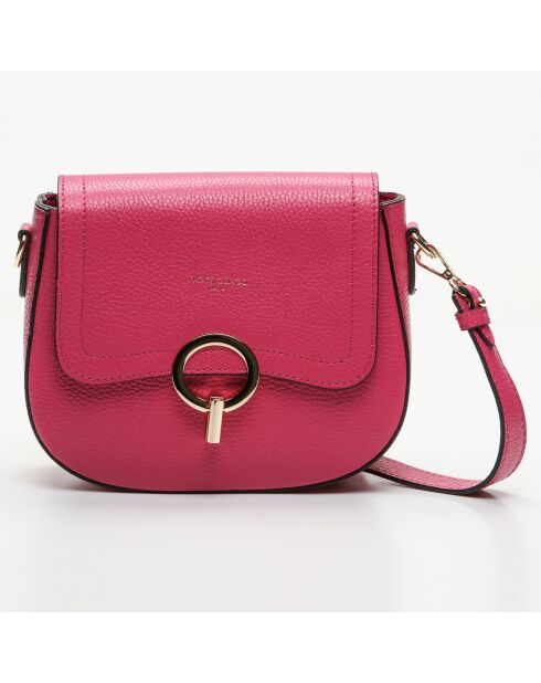 Sac bandoulière en Cuir Silvia rose foncé - 23x18x7 cm
