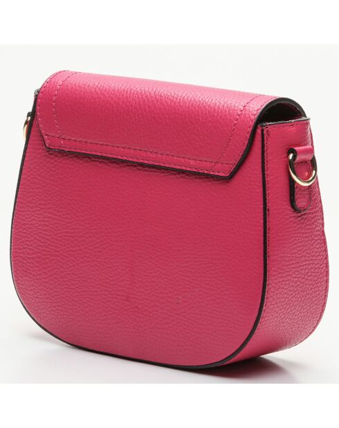 Sac bandoulière en Cuir Silvia rose foncé - 23x18x7 cm