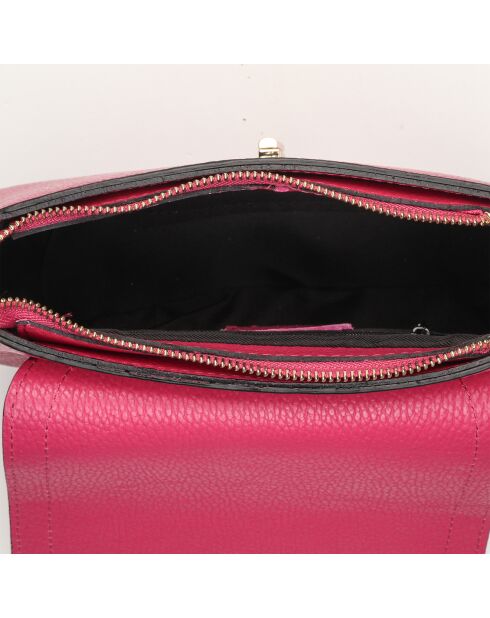 Sac bandoulière en Cuir Silvia rose foncé - 23x18x7 cm