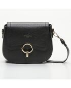 Sac bandoulière en Cuir Silvia noir - 23x18x7 cm