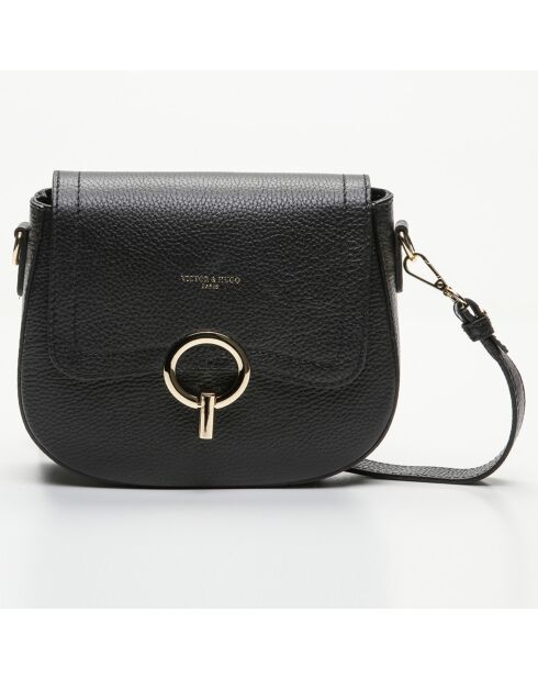 Sac bandoulière en Cuir Silvia noir - 23x18x7 cm