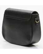 Sac bandoulière en Cuir Silvia noir - 23x18x7 cm