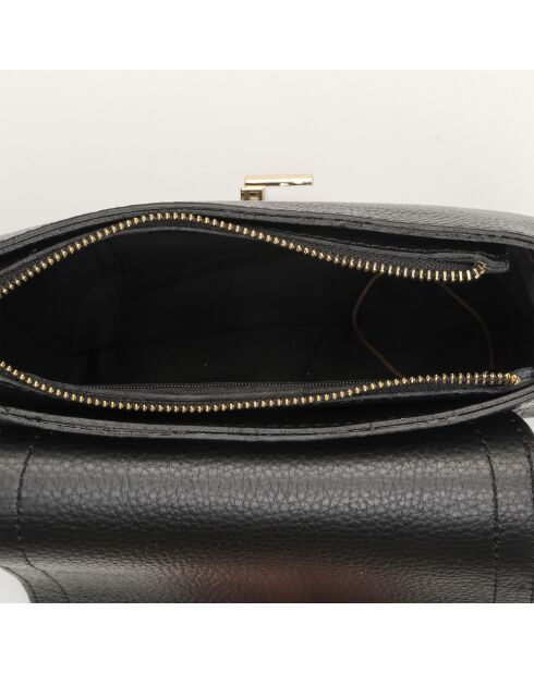 Sac bandoulière en Cuir Silvia noir - 23x18x7 cm
