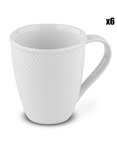 6 Mugs Sérénity Porcelaine blanches - 447 ml