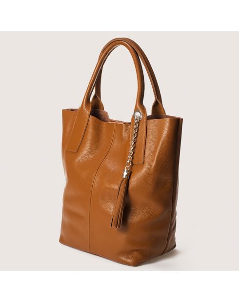 Sac cabas en Cuir Petra cognac - 28x17x56 cm