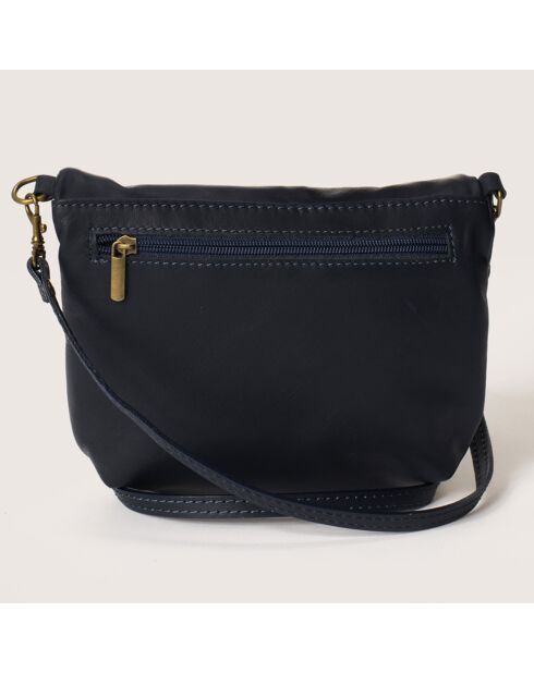 Sac bandoulière en Cuir Leena bleu foncé - 24x4x18 cm