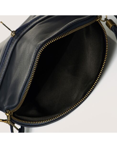 Sac bandoulière en Cuir Leena bleu foncé - 24x4x18 cm