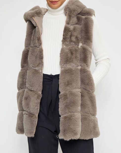 Veste en fausse fourrure Fresh taupe