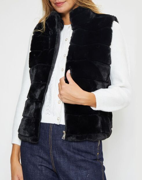 Gilet en fausse fourrure Pretty noire