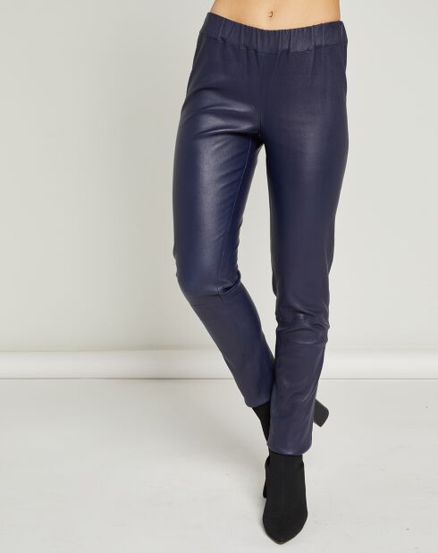 Legging stretch en Cuir d'Agneau Perle encre