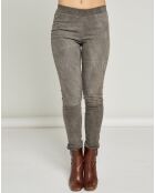 Legging stretch en Velours de Cuir d'Agneau Nusto gris mélangé