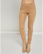 Legging stretch en Velours de Cuir d'Agneau Nusto miel